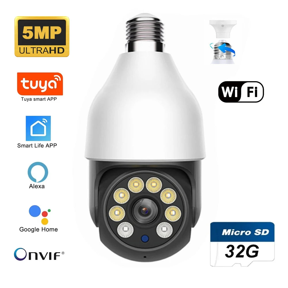 5MP Wireless Security Bulb Camera (WiFi & Night Vision)